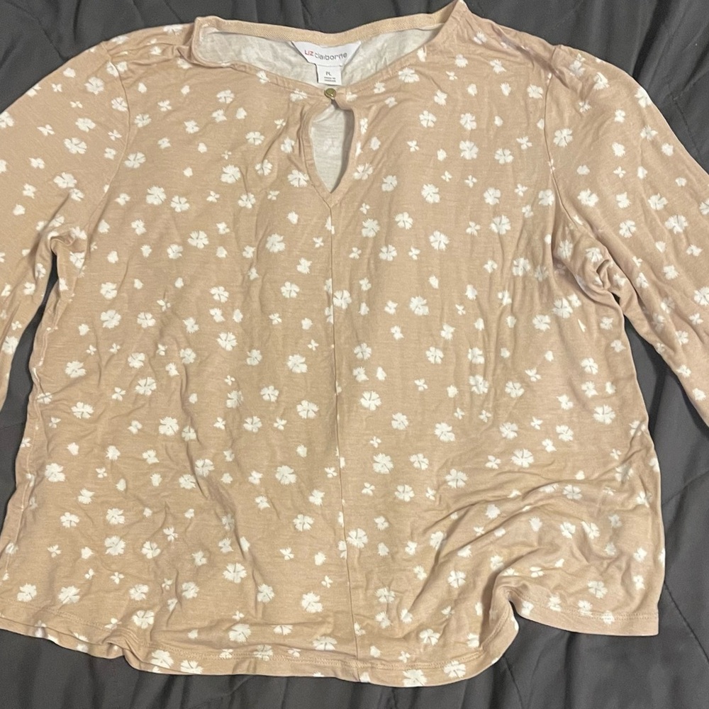 Liz Claiborne Beige Floral Blouse